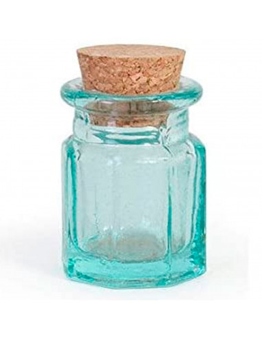 Bote de vidrio octogonal, frasco, tarro con tapón de corcho, reutilizable, rellenable, ungüentos, condimentos, aceite, 5,4 x 3,9