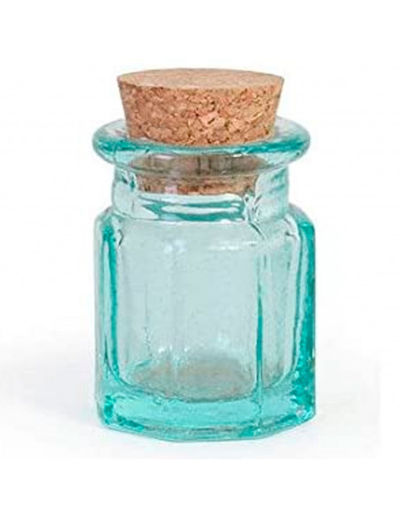 Bote de vidrio octogonal, frasco, tarro con tapón de corcho, reutilizable, rellenable, ungüentos, condimentos, aceite, 5,4 x 3,9