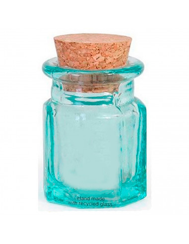 Bote de vidrio octogonal, frasco, tarro con tapón de corcho, reutilizable, rellenable, ungüentos, condimentos, aceite, 5,4 x 3,9