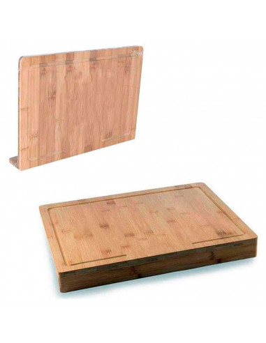 Tradineur - Tabla para cortar de madera bambú, colocación en borde de encimera de cocina, resistente, hogar, 5 x 35 x 24,5 cm