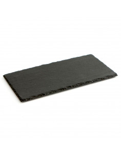 Tradineur - Plato de Pizarra Rectangular, Bandeja para hosteleria, servicio y degustación, Canto rústico, Tabla de Piedra Natura