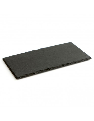 Tradineur - Plato de Pizarra Rectangular, Bandeja para hosteleria, servicio y degustación, Canto rústico, Tabla de Piedra Natura
