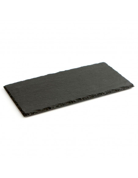 Tradineur - Plato de Pizarra Rectangular, Bandeja para hosteleria, servicio y degustación, Canto rústico, Tabla de Piedra Natura