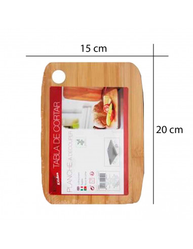 Tabla para corta carne y verdura madera bambú para la encimera de cocina, trabajo, hogar, familia. 1 x 15 x 20 cm
