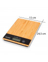 Bascula digital cuadrada con tabla de bambú, Incluye: Pantalla táctil, LCD, Extraplana, Función TARA, Indicador batería baja. 1