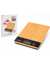Bascula digital cuadrada con tabla de bambú, Incluye: Pantalla táctil, LCD, Extraplana, Función TARA, Indicador batería baja. 1
