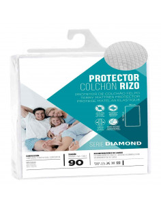 Protector rizo colchon ajustable 190/200 x 90CM antiácaros altura adaptable 100% Poliéster apto para planchar