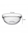 Tradineur - Bol de vidrio, capacidad  310 ml, cuenco apilable, mezclas, cocina, repostería, ensaladas, dimensiones 5 x 11,5 cm (