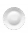 Plato hondo redondo fabricado en vidrio opal, ideal para servir postres, aperitivos o comidas, apto para lavavajillas. 3,5 x 22,