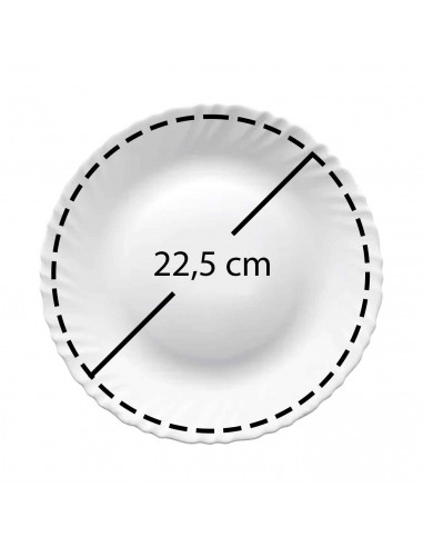 Plato hondo redondo fabricado en vidrio opal, ideal para servir postres, aperitivos o comidas, apto para lavavajillas. 3,5 x 22,