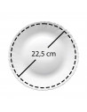Plato hondo redondo fabricado en vidrio opal, ideal para servir postres, aperitivos o comidas, apto para lavavajillas. 3,5 x 22,