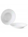 Plato hondo redondo fabricado en vidrio opal, ideal para servir postres, aperitivos o comidas, apto para lavavajillas. 3,5 x 22,