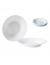 Plato hondo redondo fabricado en vidrio opal, ideal para servir postres, aperitivos o comidas, apto para lavavajillas. 3,5 x 22,