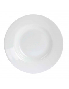Tradineur - Plato hondo redondo de vidrio opal, ideal para servir postres, aperitivos o comidas, apto para lavavajillas. 3,5 x 2