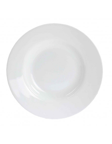 Tradineur - Plato hondo redondo de vidrio opal, ideal para servir postres, aperitivos o comidas, apto para lavavajillas. 3,5 x 2