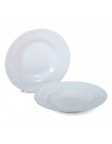 Tradineur - Plato hondo redondo de vidrio opal, ideal para servir postres, aperitivos o comidas, apto para lavavajillas. 3,5 x 2