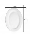 Plato ovalado fabricado en vidrio opal, ideal para servir postres, aperitivos o comidas, apto para lavavajillas. 2,5 x 22 x 30 c