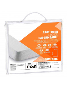 Rams - Protector colchon impermeable ajustable antiácaros transpirable 100% Microfibra de poliéster 190/200 X 105 CM
