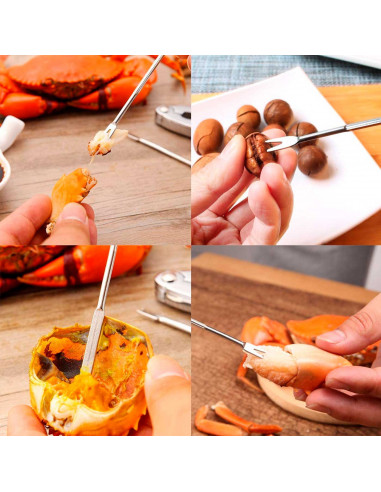 Pack de 4 pinchos para marisco de acero inoxidable, mini tenedores de langosta, multiusos, utensilios de cocina, aptos para lava