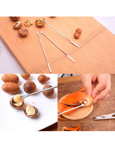 Pack de 4 pinchos para marisco de acero inoxidable, mini tenedores de langosta, multiusos, utensilios de cocina, aptos para lava