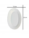 Fuente ovalada fabricada en vidrio opal, ideal para servir postres, aperitivos o comidas, apto para lavavajillas. 2 x 15 x 22 cm