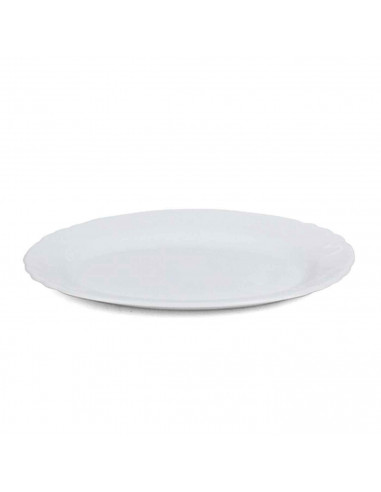 Fuente ovalada fabricada en vidrio opal, ideal para servir postres, aperitivos o comidas, apto para lavavajillas. 2 x 15 x 22 cm