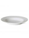 Plato hondo redondo color marfil fabricado en vidrio opal, ideal para servir postres, aperitivos o comidas, apto para lavavajill