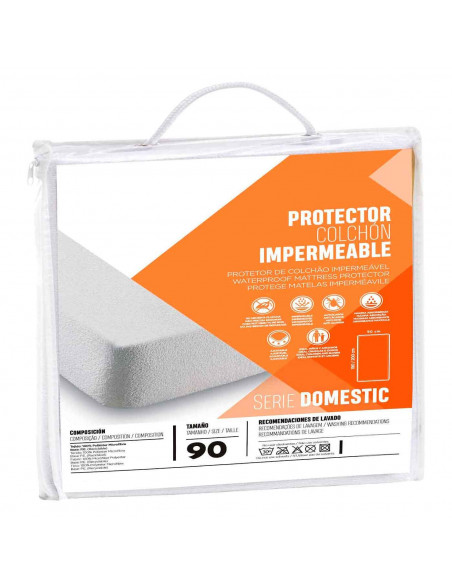 Rams - Protector colchon impermeable ajustable antiácaros transpirable 100% Microfibra de poliéster 190/200 X 90 cm