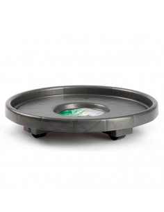 Porta maceta con 4 ruedas, facil uso, plástico resistente, ideal para plantas o jardín. 33,5 cm de diámetro.