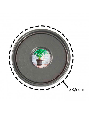 Porta maceta con 4 ruedas, facil uso, plástico resistente, ideal para plantas o jardín. 33,5 cm de diámetro.