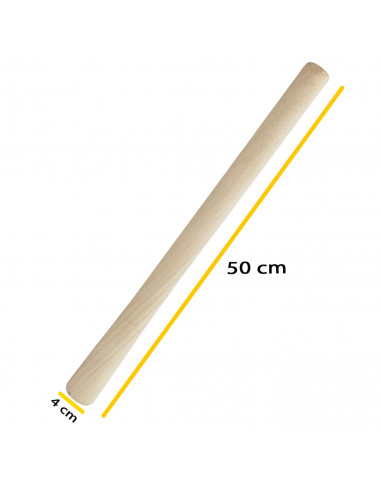Tradineur - Mango de madera de repuesto para hacha, natural, sin tratar, accesorios para herramientas de jardín, 240 g, 50 cm