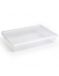 Tradineur - Bandeja con tapa para frigorífico, bandeja para cocina, restaurante, bares, hostelería, fabricada en España (Transpa