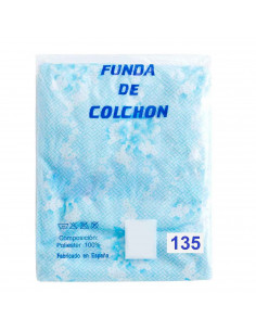 Funda de colchón cubre colchón 100% poliéster elástica con cremallera azul 135 cm azul