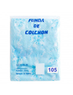 Funda de colchón cubre colchón 100% poliéster elástica con cremallera azul 105 cm azul