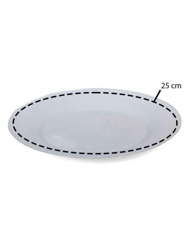 Plato redondo llano "Toledo" fabricado en Vidrio Opal, ideal para servir postres o aperitivos, apto para lavavajillas. 2 x 25 cm