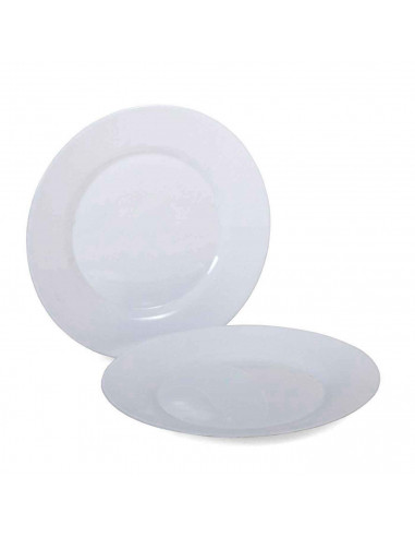 Plato redondo llano "Toledo" fabricado en Vidrio Opal, ideal para servir postres o aperitivos, apto para lavavajillas. 2 x 25 cm