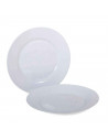 Plato redondo llano "Toledo" fabricado en Vidrio Opal, ideal para servir postres o aperitivos, apto para lavavajillas. 2 x 25 cm