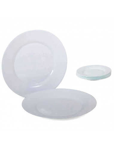 Plato redondo llano "Toledo" fabricado en Vidrio Opal, ideal para servir postres o aperitivos, apto para lavavajillas. 2 x 25 cm