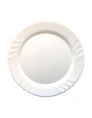 Fuente redonda llana "Ebro" fabricada en vidrio opal, ideal para servir postres o aperitivos, apto para lavavajillas. 2 x 32 cm