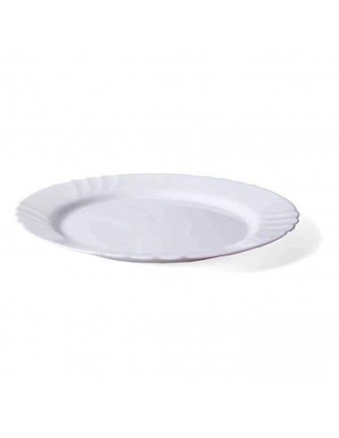 Fuente redonda llana "Ebro" fabricada en vidrio opal, ideal para servir postres o aperitivos, apto para lavavajillas. 2 x 32 cm