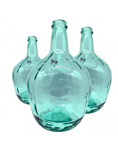 Tradineur - Garrafa de vidrio sin tapón, damajuana, botella lisa para almacenar agua, vino, licores, bebidas, 30 x 19 cm, 4 litr