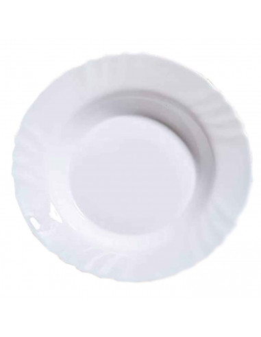 Fuente redonda honda "Ebro" fabricado en vidrio opal, ideal para servir postres o aperitivos, apto para lavavajillas. 4,5 x 32 c