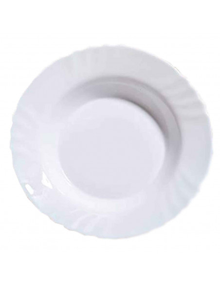 Fuente redonda honda "Ebro" fabricado en vidrio opal, ideal para servir postres o aperitivos, apto para lavavajillas. 4,5 x 32 c