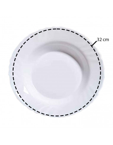 Fuente redonda honda "Ebro" fabricado en vidrio opal, ideal para servir postres o aperitivos, apto para lavavajillas. 4,5 x 32 c
