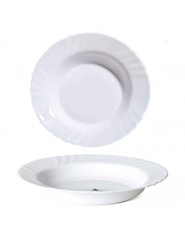 Fuente redonda honda "Ebro" fabricado en vidrio opal, ideal para servir postres o aperitivos, apto para lavavajillas. 4,5 x 32 c