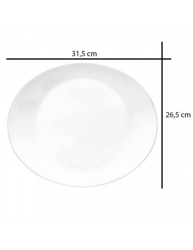 Plato-bandeja ovalada "Gran gusto" fabricado en vidrio opal, ideal para servir postres o aperitivos, apto para lavavajillas. 3 x