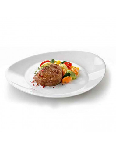 Plato-bandeja ovalada "Gran gusto" fabricado en vidrio opal, ideal para servir postres o aperitivos, apto para lavavajillas. 3 x