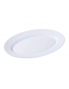 Fuente ovalada "Toledo" fabricado en vidrio opal, ideal para servir postres o aperitivos, apto para lavavajillas. 2,5 x 26 x 35,