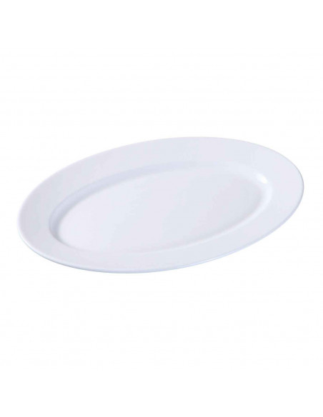 Fuente ovalada "Toledo" fabricado en vidrio opal, ideal para servir postres o aperitivos, apto para lavavajillas. 2,5 x 26 x 35,