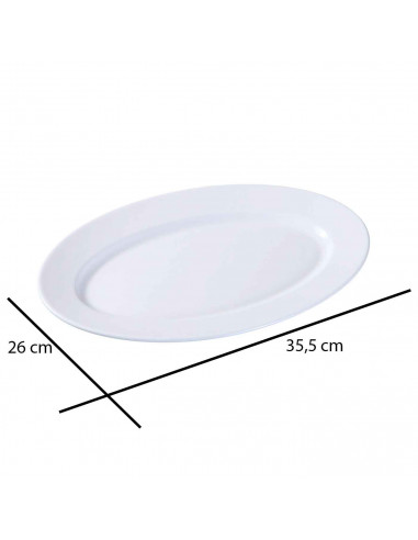 Fuente ovalada "Toledo" fabricado en vidrio opal, ideal para servir postres o aperitivos, apto para lavavajillas. 2,5 x 26 x 35,